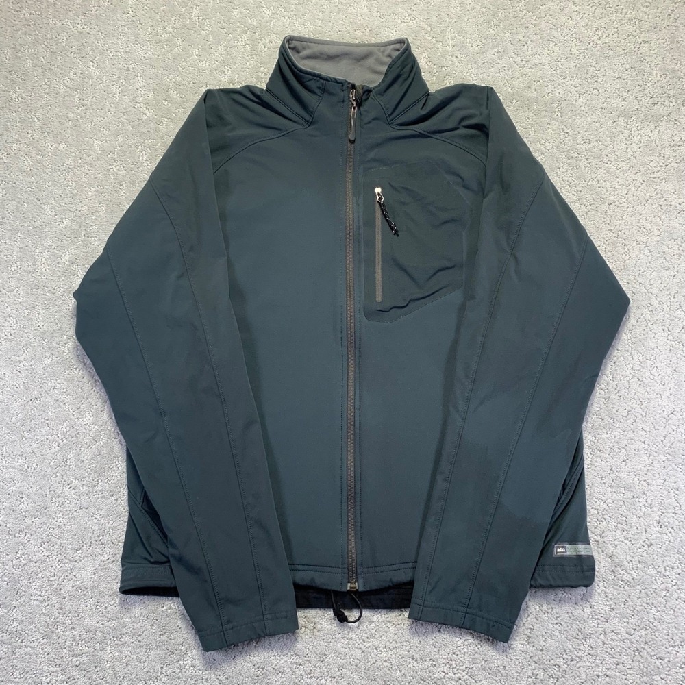 REI Co op‎ Softshell Jacket Large Gray Fleece Lined Zip Up Outdoor Adventure
